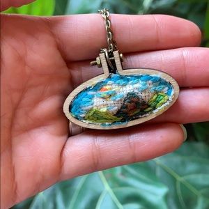 Embroidery landscape necklace